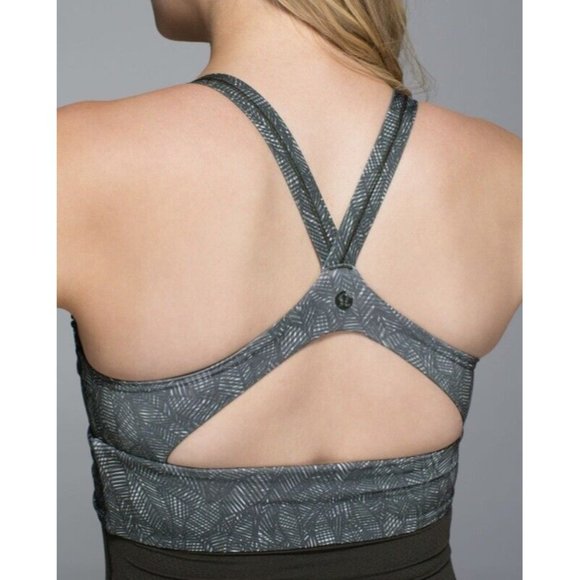 Lululemon‎ Wrap it Up Tank Top Sports Bra Jazzy White Gator  Green Size 4 - Picture 6 of 12